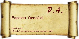 Popics Arnold névjegykártya